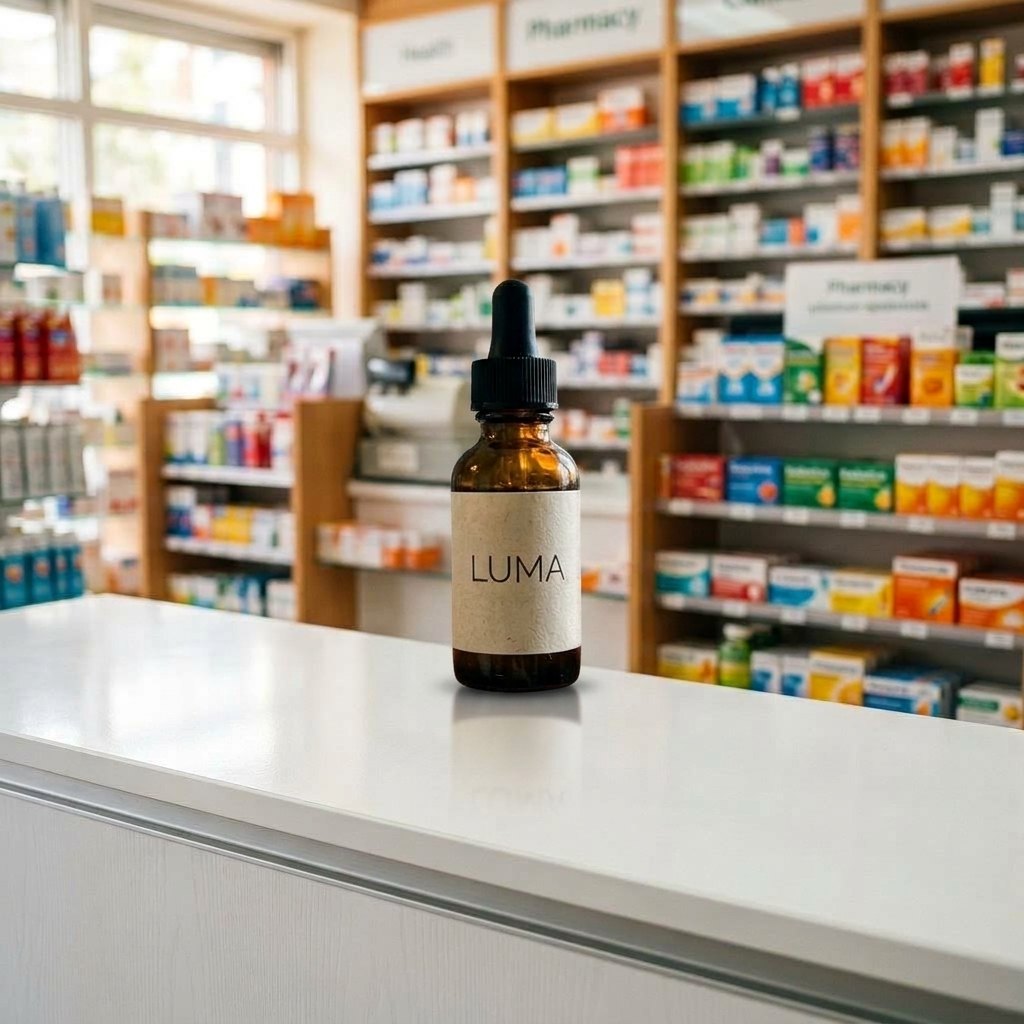 Serum on a pharmacy counter